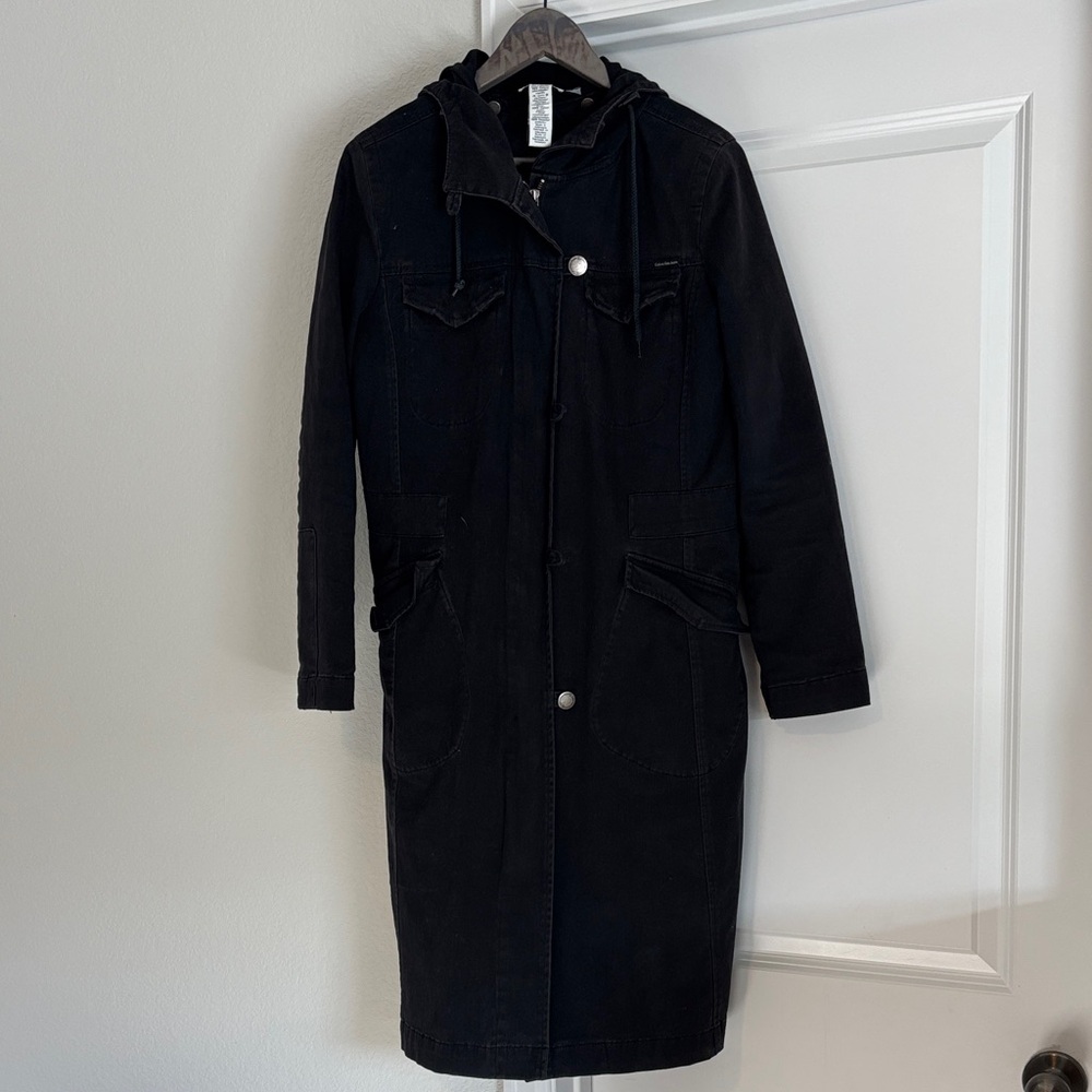 Women's Black Hooded Trench Coat